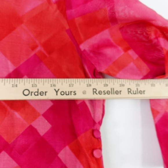 Womens Indian Kurta‎ 36 Small Red Pink Silk Colorblock Slit Dress Party RANGRITI - Picture 7 of 16